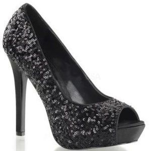 Chinese Laundry Sequin Peep Toe Pumps